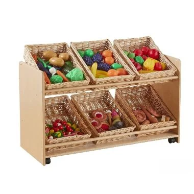 Rookie Range Open Mobile Basket Shelf - With Wicker Baskets